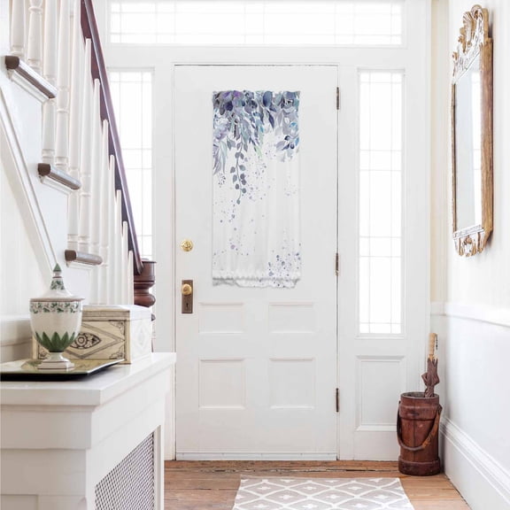 Purple Eucalyptus Leaves Door Curtains for Door Window, French Sidelight Front Back Door Curtains With Tieback, Watercolor Spring Botanical Kitchen Rod Pocket Drapes Panel, 25"x40"