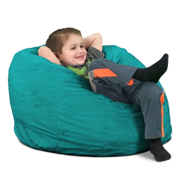Ultimate Sack 30-Inch Kids Bean Bag Chair Oversized Foam Seat, Teal Suede Cover