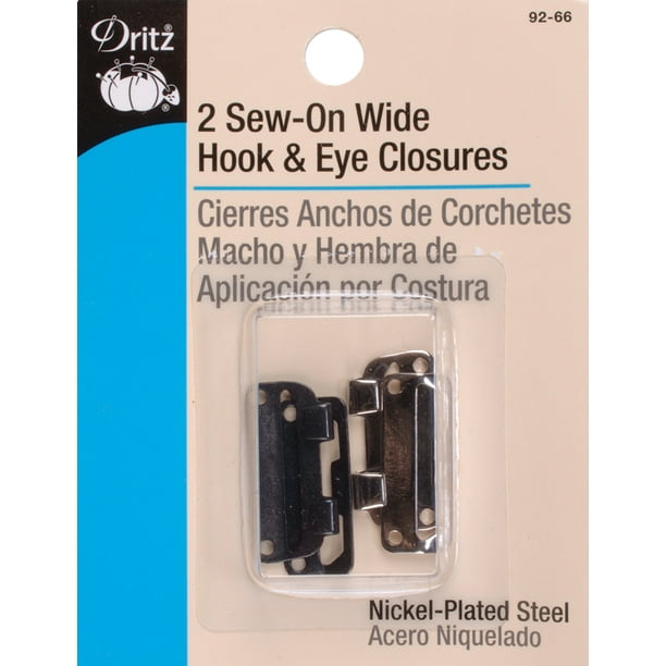 Dritz SewOn Wide Skirt Hook & Eye Closures 2/PkgBlack & Nickel