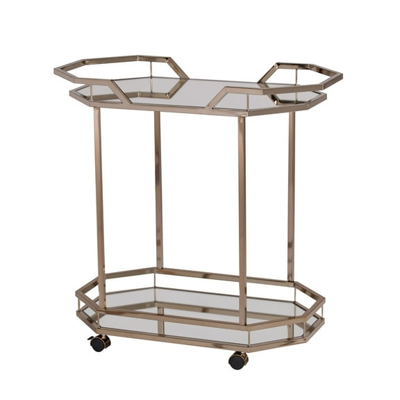 SEI Furniture Ari 31" Mirrored Bar Cart in Champagne