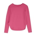 thumbnail image 4 of Girls Casual Tunic Tops Side Slit Long Sleeve Crewneck Loose Soft Blouse T-Shirt 3-12 Years, 4 of 5