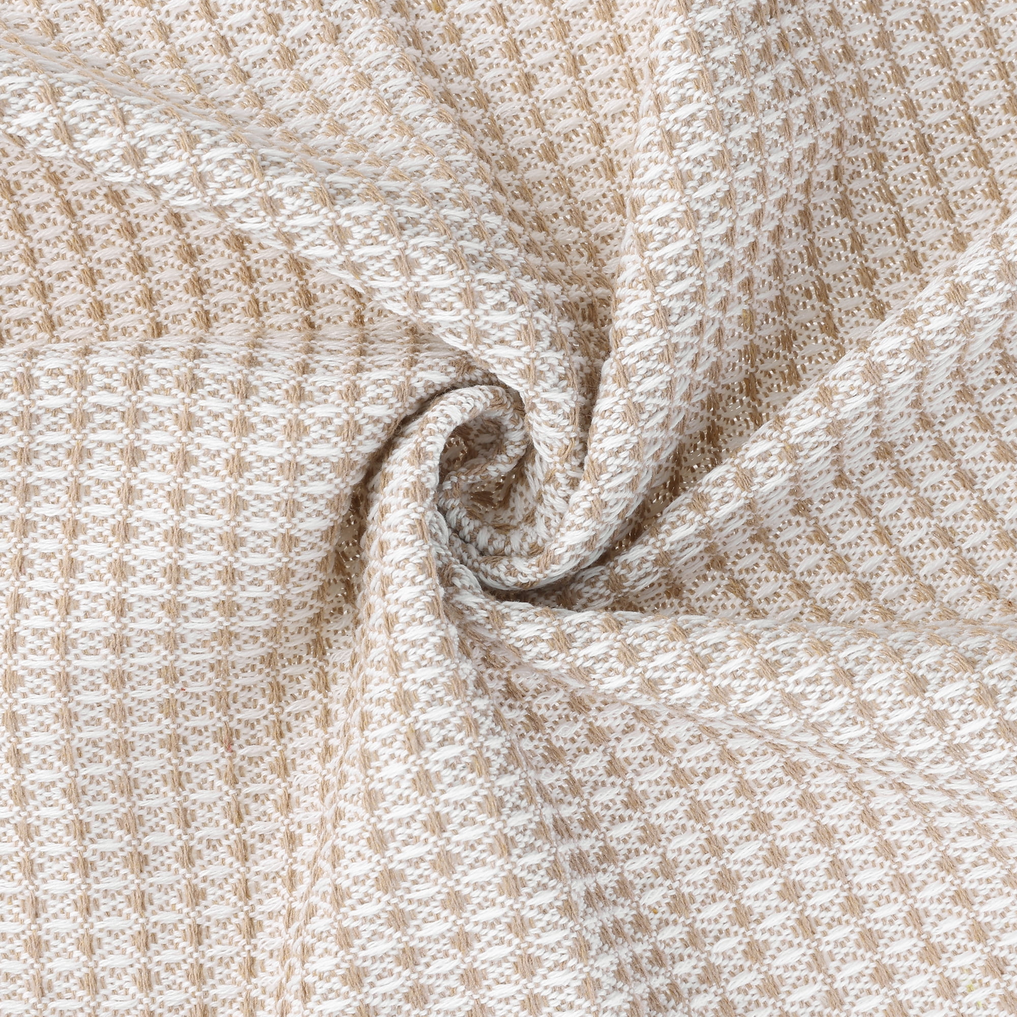 Unique Bargains Rectangle Cotton Linen Table Cover with Tassels for Dining Table Khaki 51"x91"