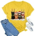 thumbnail image 3 of Tops For Women Christmas Trendy Cute Cartoon Cat Print Short Sleeve Crewneck Summer Casual Xmas Fistival Tops, 3 of 3