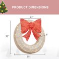 thumbnail image 3 of Cvortll 35in Pre-Lit Outdoor Christmas Wreath Decoration, LED Metal Holiday Decor Christmas Wreaths for Front Door, w/ 90 Lights, Bow - White & Red, 3 of 9
