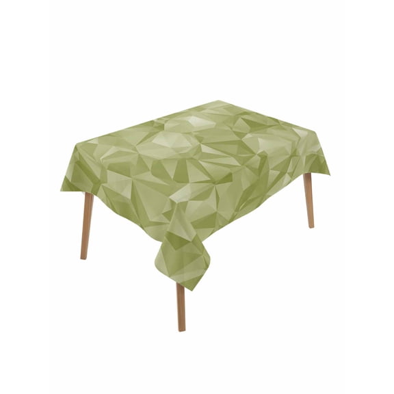 Sage Green Geometric Rectangle Tablecloth, Modern Stereotypic Abstract Art Waterproof & StainResistant Tablecloth, Washable Oil-proof Table Cover for Dining/Party/Wedding/Camping/Buffet 60x84 In