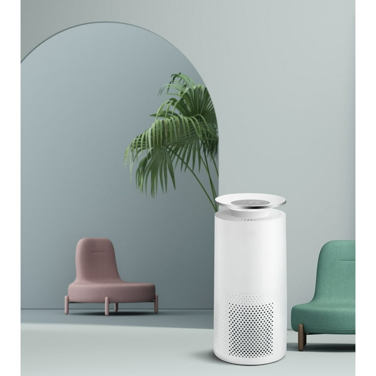 Crane True HEPA Tower Air Purifier with UV Light 500 Sq Feet Coverage Multiple Functions White
