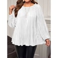 thumbnail image 3 of Cogild Plus Size Sweaters for Women - Long Sleeve Pleated Flowy Top for Casual & Work XL-5XL, 3 of 7