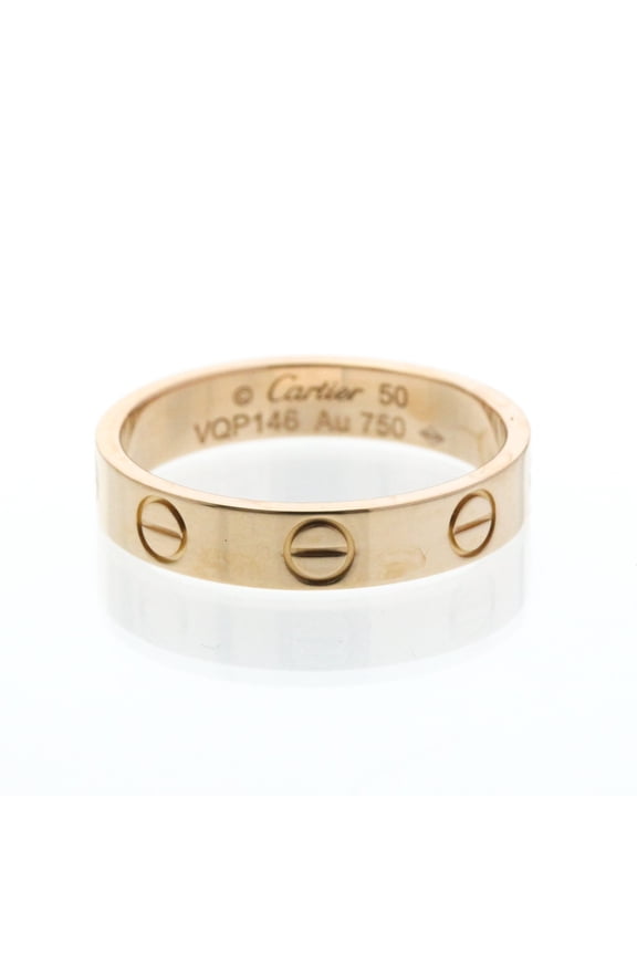 Pre-Owned Cartier Mini Love Ring Pink Gold (18K) Fashion No Stone Band Ring Pink Gold (Good)