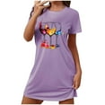 thumbnail image 2 of Shorts pour Femmes, Chemises à Manches Courtes pour Femmes, Chemise de Nuit Courte Surdimensionnée pour Femmes Mode avec Imprimé sur la Poitrine Robe de Nuit à Manches Courtes, 2 of 5