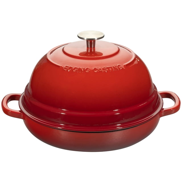 Olla de horno holandesa con bordes fundidos, hierro fundido esmaltado, 6 litros, rojo