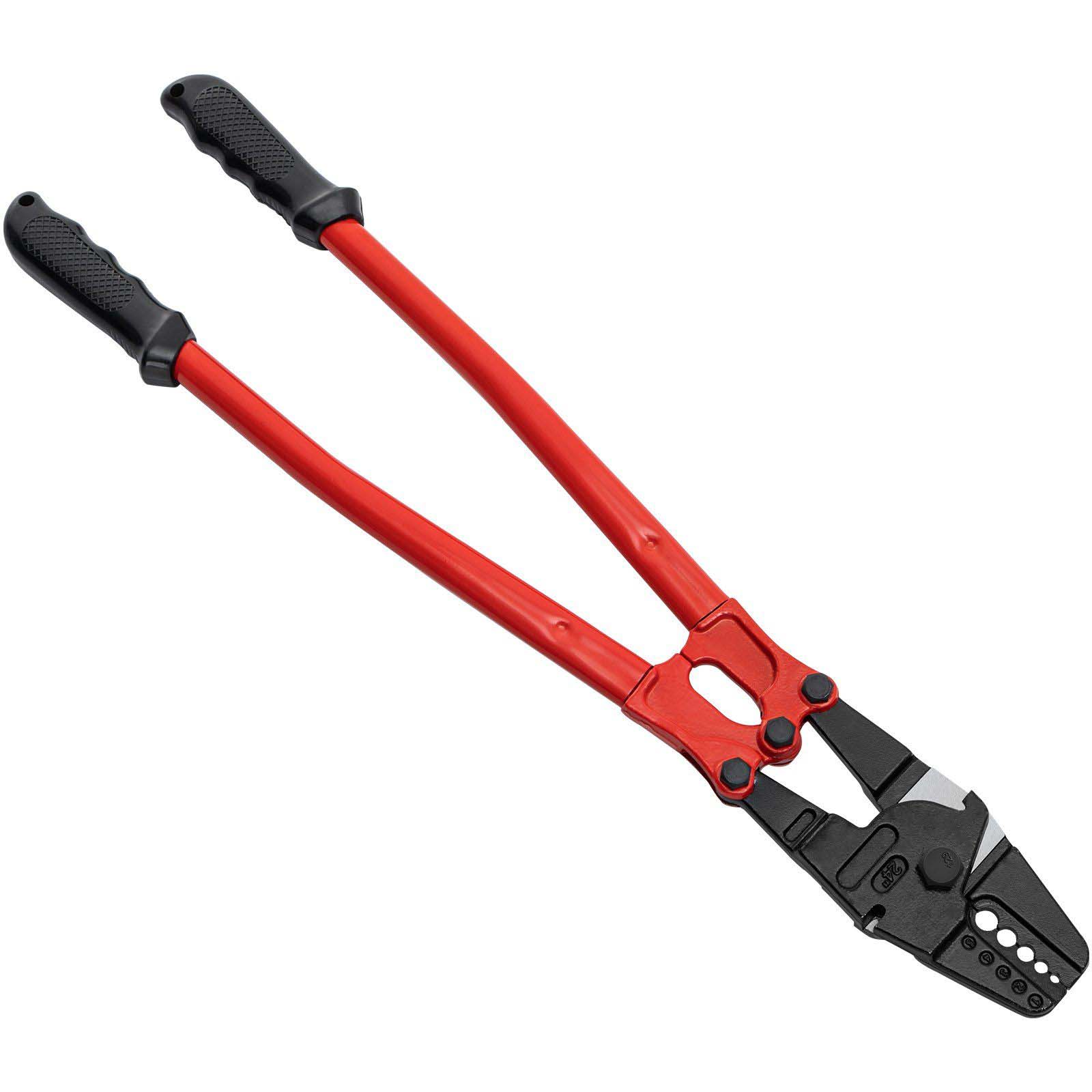 24" Hand Swager Cable Cutter 1/16"-3/16" Wire Rope Crimping Tool, 5-Cavity Steel Swage Kit with Labor-Saving Handle & Cutter for Aluminum Sleeves