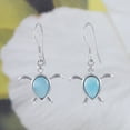 thumbnail image 3 of Beautiful Hawaiian Genuine Larimar Sea Turtle Earring, Sterling Silver Larimar Turtle Dangle Earring, E8466 Birthday Wife Mom Valentine Gift, 3 of 3