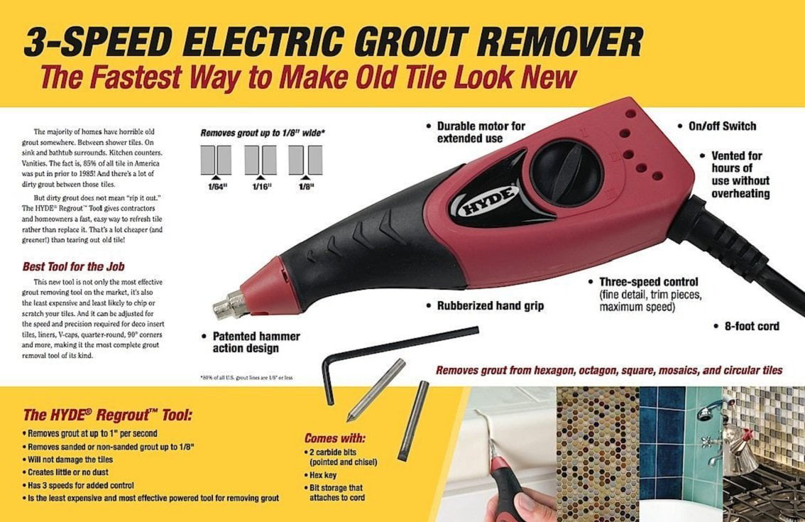 Hyde Tools Inc Hyde 19500 Regrout Tool 3-Speed Electric Grout Remover