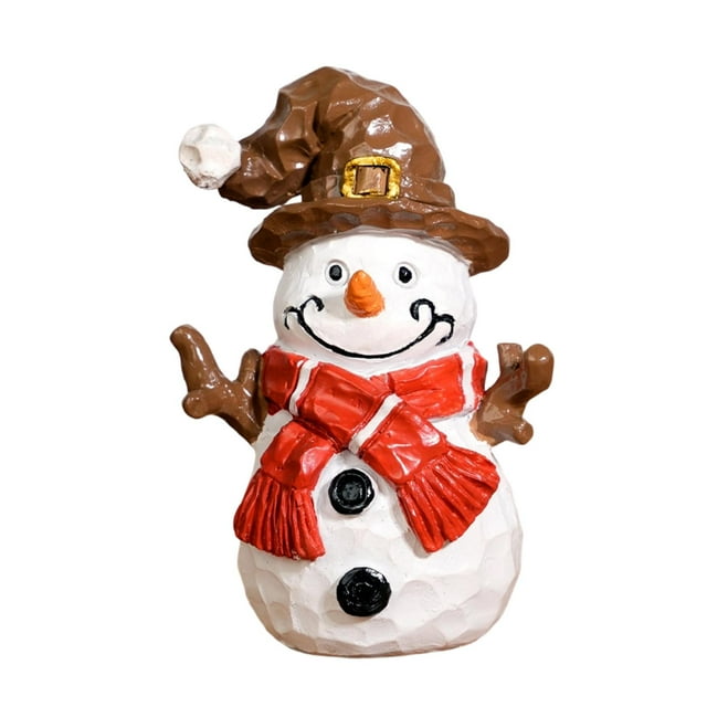 Figura de muñeco de nieve navideño, escultura navideña pintada a mano, figura de recuerdo de fiesta, estatua de mesa para fiesta de chimenea infantil