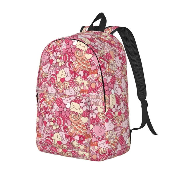 Disketp Sweet Mochila de Lona Estampada, Mochila Escolar de Viaje Ligera para Estudiantes y Portátil-Small