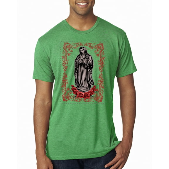 Wild Bobby, Our Lady of Guadalupe Blessed Virgin Mary Religious, Inspirational/Christian, Men Premium Tri Blend Tee, Envy, Small