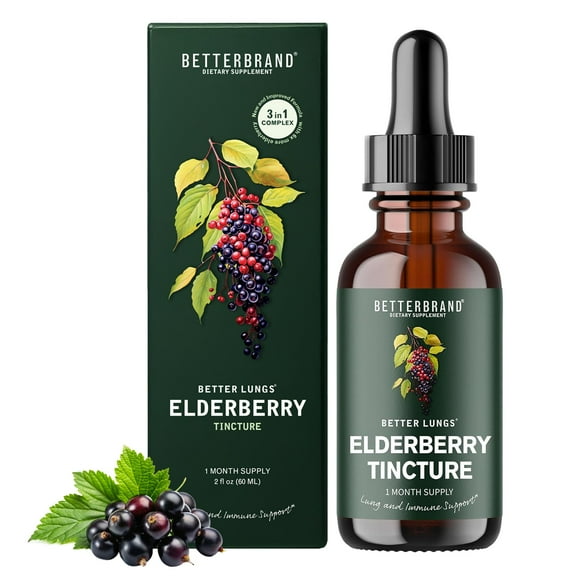 Betterbrand BetterLungs Elderberry Tincture, Natural Immune Support Supplement - Sugar-Free, Non-GMO, Alcohol Free, Vegetarian - 30 Day Supply