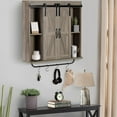 thumbnail image 3 of Rustic Wood Wall Storage Cabinet with Two Sliding Barn Door, 3-Tier Decorative Farmhouse Vintage Cabinet for Kitchen Dining, Bathroom, Living Room, Washed Oak, 3 of 7
