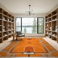 thumbnail image 2 of ODIKA Round Basketball Blanket Retro Stripe Frame Arc Motif Football Low Profile Flatwoven for Great Room, Indoor Open Concept, Large Living, 2 of 7