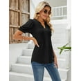 thumbnail image 6 of ZHENWEI Womens V Neck Puff Short Sleeve Pleated T Shirts Fashion Summer Tops Casual Tunic Blouse, 6 of 8