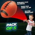thumbnail image 5 of PlayBolt 6-Inch Mini Footballs – 5 Pack Brown | Inflatable PVC Toy Footballs with Hand Pump for Kids & Toddlers – Indoor & Outdoor Play, Parties & Backyard Games, 5 of 9