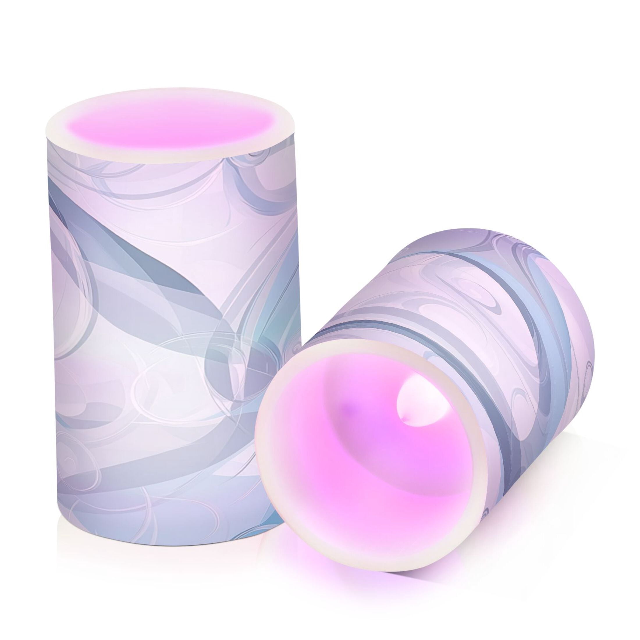 Flameless Candles Lights, Pack of two LED Lights, Dimmable LED Pillar Candles Battery Operated, Flames Remote Control Blue and Gray Abstrac Swirls