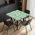 thumbnail image 2 of FKELYI Green Daisy Flower Print Square Fitted Table Cover Tablecloth with Elastic Edge Card Tables Top Cover for Dining Kitchen Home Decoration, 36x36 inch, 2 of 6