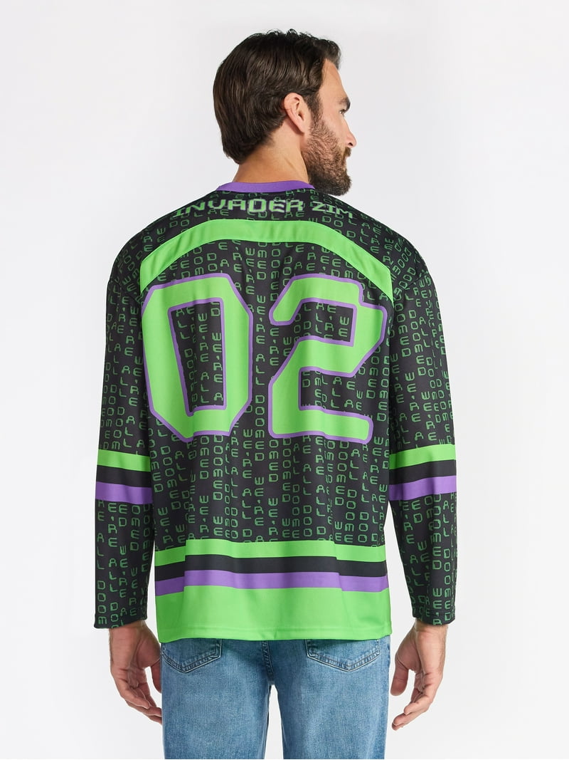 Invader Zim Men's & Big Men's Graphic Hockey Jersey with Long