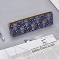 thumbnail image 3 of Rocae Lavender Flowers for Leather Pencil Case - Zippered Pen Case Stationery Bag Zipper Pouch Pencil Holder For Men Women Businessmen And Artists, 3 of 5