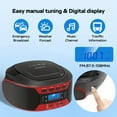 thumbnail image 4 of Portable CD Player Boombox with BT, FM Radio with CD Player Combo, CD Boombox with AUX/USB Playback and Earphone Jack. CD Players for Home with Stereo Speakers, Battery or AC Powered., 4 of 8