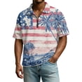 thumbnail image 5 of 250th Anniversary Men's Patriotic Zip Polo Shirt, 1776-2026 Flag Print, Quarter-Zip Collar, Short Sleeve, 4th of July, Commemorative Events, Parades, Summer Casual Wear Royal Blue XXL, 5 of 9