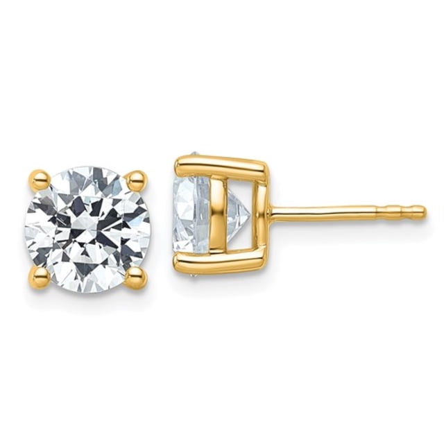 Diamond2Deal 14k Yellow Gold 6 ctw Round Lab Grown Diamond Post Stud Earrings for Women (Clarity- VSI, Color- DF)