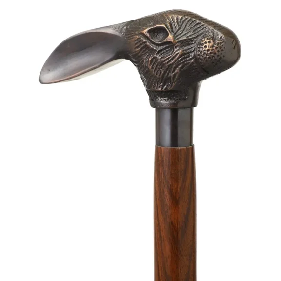 Antique Vintage Rabbit Head Handle stick Collectible wood walking stick cane Victorian Sputnik Wooden Walking Stick Canes