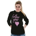 thumbnail image 5 of Follow Your Heart Cute Valentines Day Women's Long Sleeve T Shirt Brisco Brands S, 5 of 6