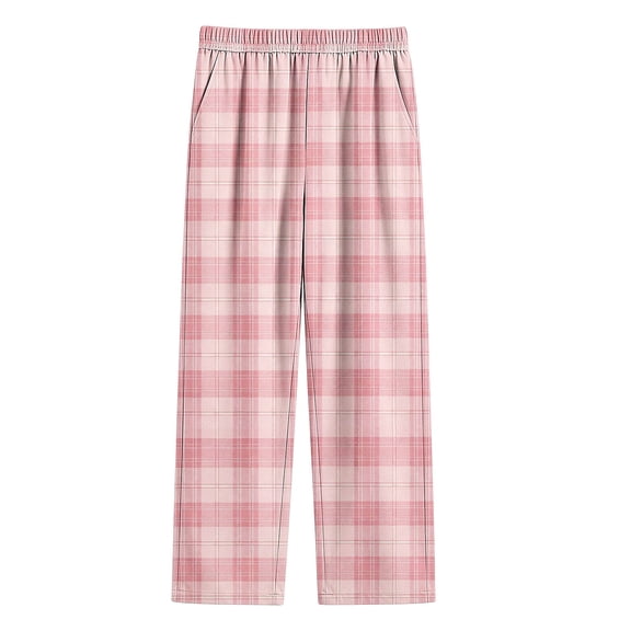 WMTBSRSW Boys Plaid Lounge Pants Elastic Waist Straight Leg Pants with Pockets Comfortable Housewear Sleepwear for 4-16 Years