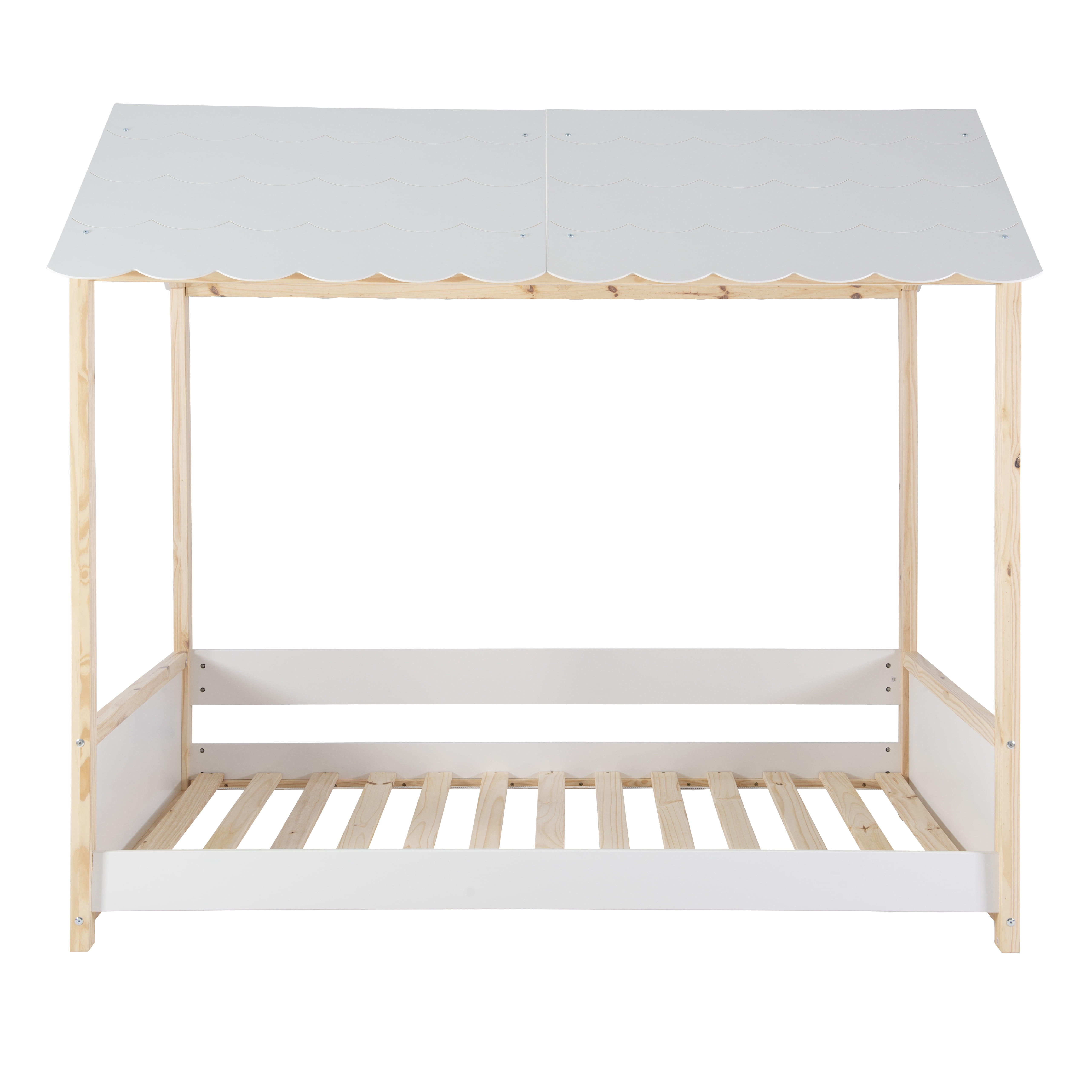 Powell Allyson Kid's Playhouse Bed with Adjustable Canopy, Twin, White