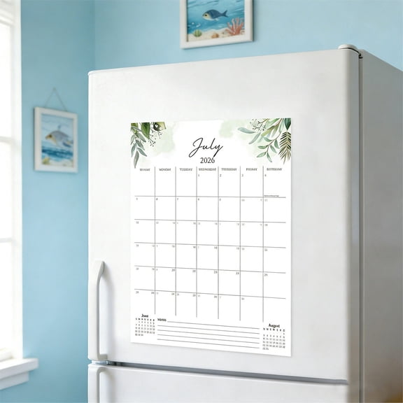 Magnetic Fridge Calendar 2026-2027, 18-Month Monthly Planner with Large Writing Space, Durable Paper, Reusable Organizer for Kitchen or Office, Decorative Design for Easy Family Scheduling