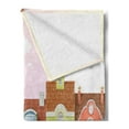 thumbnail image 2 of Vintage Soft Flannel Fleece Blanket, Retro Houses in Various Colors with Small Businesses Bakery Fishmonger Coffee Shop, Cozy Plush for Indoor and Outdoor Use, 60" x 80", Multicolor, by Ambesonne, 2 of 5