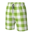 thumbnail image 4 of Cauagu White Green Plaid Print Men's Swim Trunks,Hawaiian Bathing Suit Swimsuits Beach Shorts with Pockets for Men Quick Dry Swimming Board Shorts-Large, 4 of 6