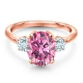 thumbnail image 3 of Gem Stone King 18K Rose Gold Plated Silver Ring Oval Pink Moissanite and Aquamarine Sky Blue (3.32 Cttw, Size 7), 3 of 6