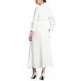 thumbnail image 3 of Vestido Maxi con Pliegues para Mujer Edición INSPIRE CHIC, Manga 3/4, Cuello en V, Cinturón, Color Blanco, 3 of 6