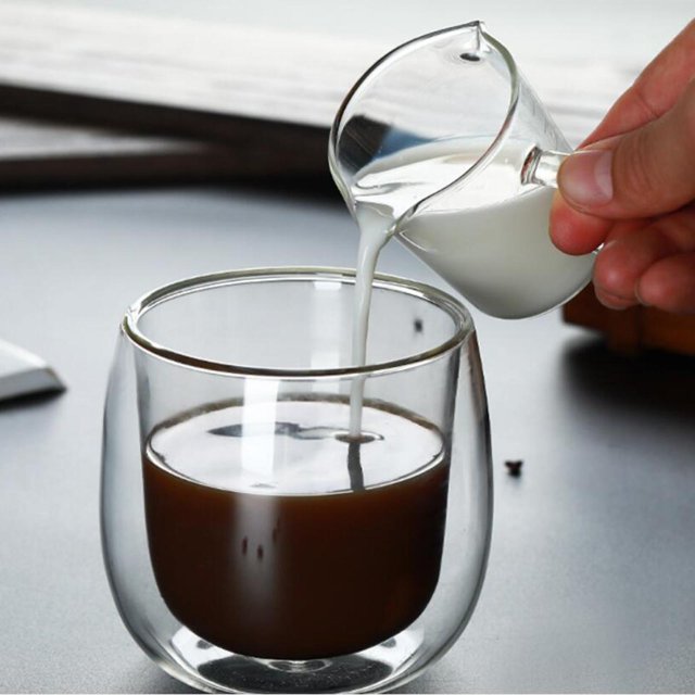 mmirethe Sleek Coffee Glass Measuring Cup Double Mouth and Scale Clear 75ml 1Set