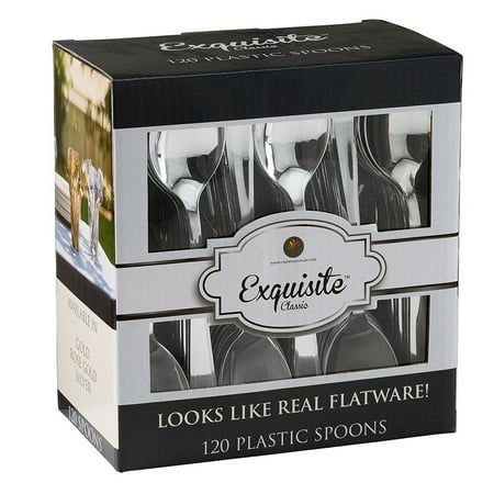 silverware plastic silver duty heavy cutlery disposable exquisite spoons bulk fancy pack premium dialog displays option button additional opens zoom
