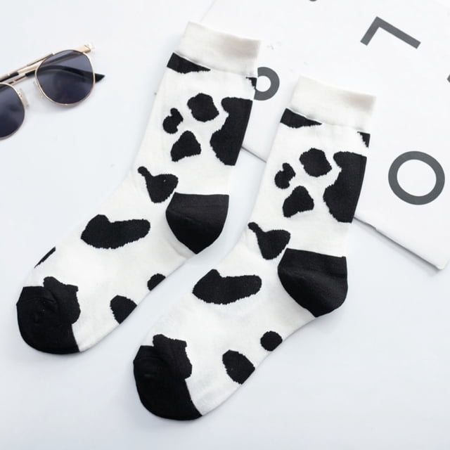 Bas pour Femmes à Agencement de Couleurs, Impression de Dessins Animés Mignons, Mode Décontractée, Bas, Bas de compression Multicolores