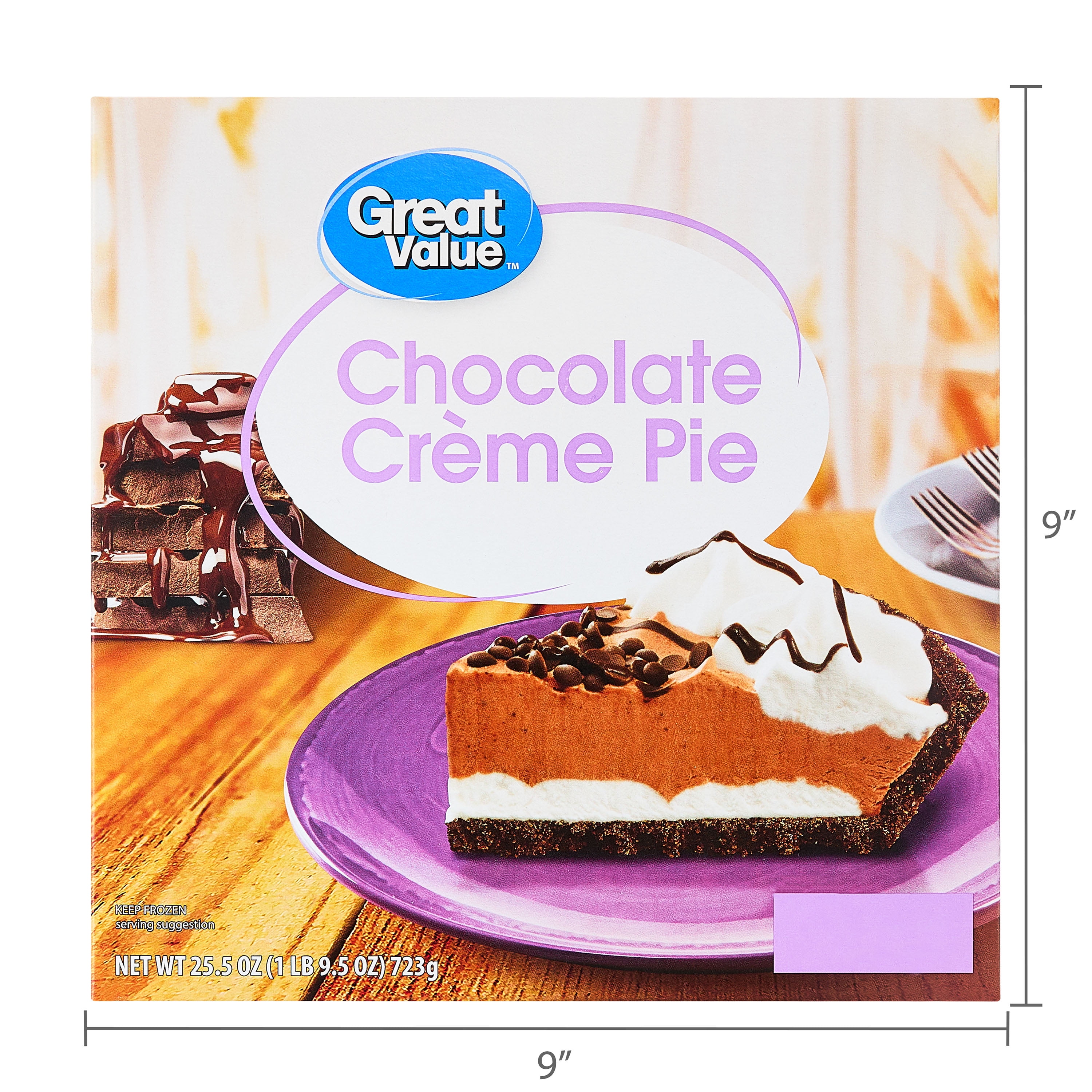 Great Value Chocolate Creme Pie Frozen Dessert, 25.5 oz (Thaw & Serve)