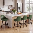 thumbnail image 6 of Zesthouse 25.6" Swivel Counter Height Bar Stools Set of 2, Modern Counter Height Chairs with Backs and Metal Legs, Upholstered Faux Leather Barstools for Kitchen Island, Green, 6 of 10