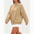 thumbnail image 4 of Enjoytime Fall Sweatshirts for Women Long Sleeve Solid Color Pullover Tops Winter Comfy Casual Mock Neck Sweatshirt, 4 of 7