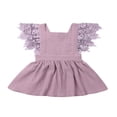 thumbnail image 1 of Bébé Fille Été Robe Sans Manches Fusée Manches Dentelle Patchwork V Dos Sundress, 1 of 2