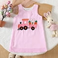 thumbnail image 2 of Toddle Baby Girl Easter Outfit Bunny Rabbit Embroidery Sleeveless Overalls Smocked Dress Striped A-line Dresses, 2 of 9