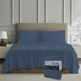 thumbnail image 4 of Color Sense 100% Cotton Percale Cool & Crisp 4-Piece Sheet Set Queen Navy, 4 of 5
